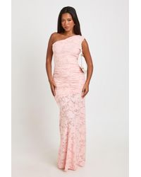 Boohoo - Burnout Floral Asym Neck Maxi Dress - Lyst