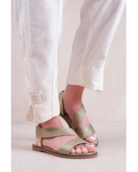 Where's That From - 'Studio' Flat Sandals With Threaded Wide Straps - Lyst