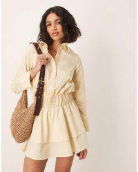 ASOS - Shirring Detail Shirt Mini Dress - Lyst