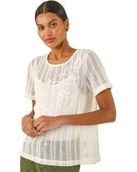 Roman - Textured Floral Line Stretch Top - Lyst