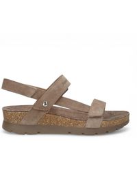 Panama Jack - Wedge Stone Suede Leather Sandals - Lyst