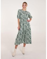 Blue Vanilla - Abstract Elasticated Tie Waist Midi Dress - Lyst