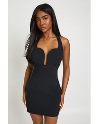 Boohoo - Bengaline Halterneck Cut Out Corset Mini Dress - Lyst
