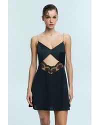 Penti - Satin Midi Slip Dress With Lace Trim - Lyst