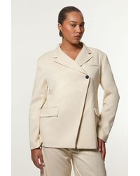 Karen Millen - Plus Size Soft Structured Asymmetric Tailored Single Breasted Blazer - Lyst