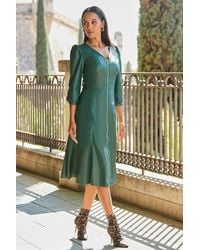 Sosandar - Emerald Zip Front Faux Leather Midi Dress - Lyst