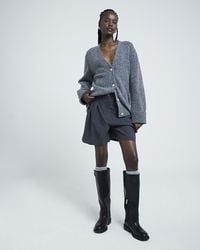River Island - Knit Button Up Cardigan - Lyst