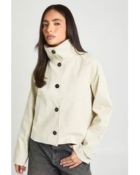 Boohoo - Funnel Neck Button Up Trench Coat - Lyst