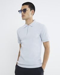 River Island - Polo Shirt Muscle Fit Textured Tipped - Lyst