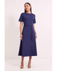 PRINCIPLES - High Neck Flared Skirt Ponte Midi Dress Viscose - Lyst
