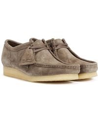 Clarks - Wallabee Suede Dark Lace-Up Shoes - Lyst