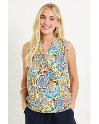 Wallis - Petite Floral Button Sleeveless Top - Lyst