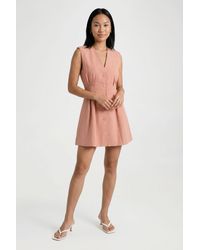 Boohoo - Linen Look Fitted Tailored Mini Dress - Lyst