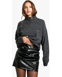 Boohoo - Pu Ruched Mini Skirt - Lyst