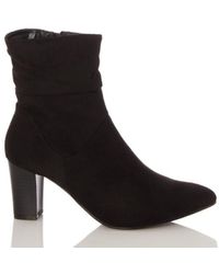 Quiz - Wide Fit Black Faux Suede Ruched Ankle Boot - Lyst
