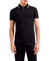 Armani - Exchange Polo Shirts Pique Cotton T Tipped Top - Lyst