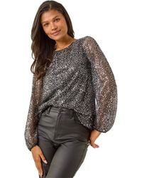 Roman - Sequin Satin Bow Back Top - Lyst