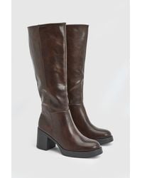 Faith - Sealia Faux Leather Medium Block Heel High Leg Boots - Lyst
