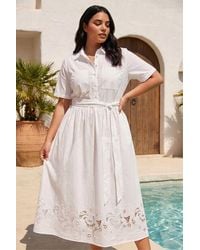 Roman - Curve Poplin Floral Shirt Dress - Lyst