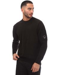 C.P. Company - Chenille Crewneck Sweater In Zwart - Lyst