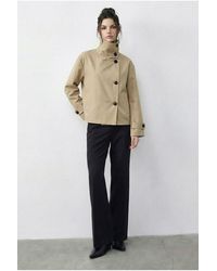 Bianco Lucci - Short Mandarin Collar Trench Coat - Lyst