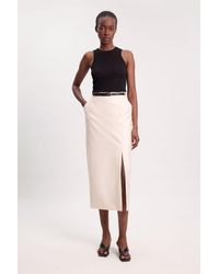 Karen Millen - Tailored Satin Pencil Midi Skirt - Lyst