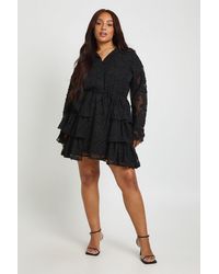 Boohoo - Plus Burnout Chiffon Ruffle Skater Dress - Lyst