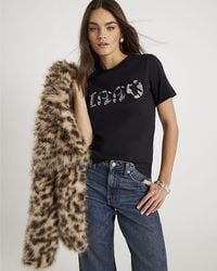 River Island - T-Shirt Short Sleeve 1990 Crew Neck Cotton - Lyst