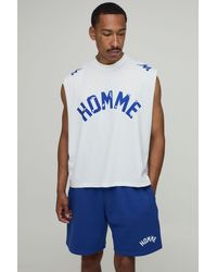 BoohooMAN - Homme Printed Oversized Boxy Drop Armhole Tank & Baggy Short Set - Lyst