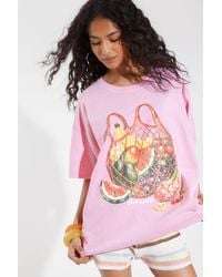 Boohoo - Fruit Market Bag Printed Overdye T-Shirt - Lyst