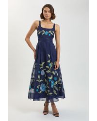 Karen Millen - Embroidered Detail Organdie Midi Dress - Lyst