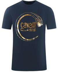 Class Roberto Cavalli - Snake Peircing Logo Navy Blue T-shirt - Lyst