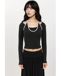 Hiccup - Halter Neck Long Sleeve Knitted Top - Lyst