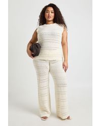 Boohoo - Plus Crochet Knit Longline Top And Trouser Co-Ord - Lyst