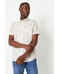 MAINE - Neutral Slub Floral Short Sleeve Shirt - Lyst