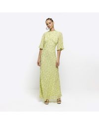 River Island - Swing Maxi Dress Lime Glitter Star - Lyst