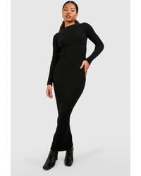 Boohoo - Petite Cut Out Ribbed Knit Maxi Dress - Lyst