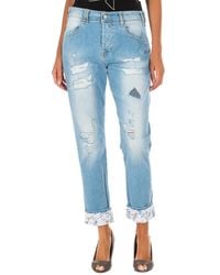Met - Long Denim Pants With Straight Hem Cut 10Dbf0667 - Lyst