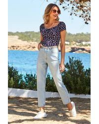 Sosandar - Light Wash Straight Leg Jeans Cotton - Lyst