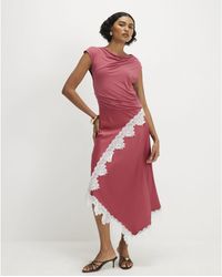 River Island - Maxi Dress Lace Hybrid Drape - Lyst