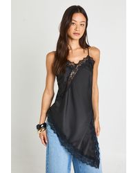 Boohoo - Tall Satin Lace Longline Cami - Lyst