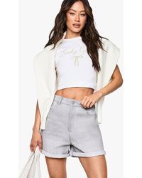 Boohoo - Tall Denim Mom Short - Lyst