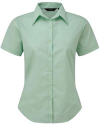 PREMIER - Damen Kurzarm Popeline Bluse Arbeitshemd (Wasserblau) - Lyst