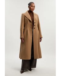 Karen Millen - Plus Size Wool Corset Detail Full Skirted Tailored Maxi Coat - Lyst