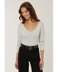 Hiccup - Slim Fit V-Neck Long Sleeve Blouse - Lyst
