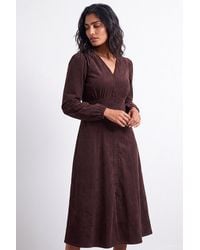 Roman - Corduroy Button Through Midi Dress - Lyst