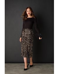 Izabel London - Sequin Embellished High Waist Midi Skirt - Lyst