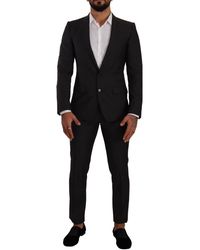 Dolce & Gabbana - Slim-fit 2-delig Martini-kostuum Van Zwart Wollen Logo - Lyst