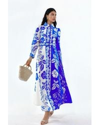 Msn-Collection - Floral Belted Maxi Shirt Dress - Lyst