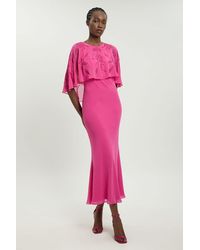 Karen Millen - Petite Beaded Cape Detail Maxi Dress - Lyst